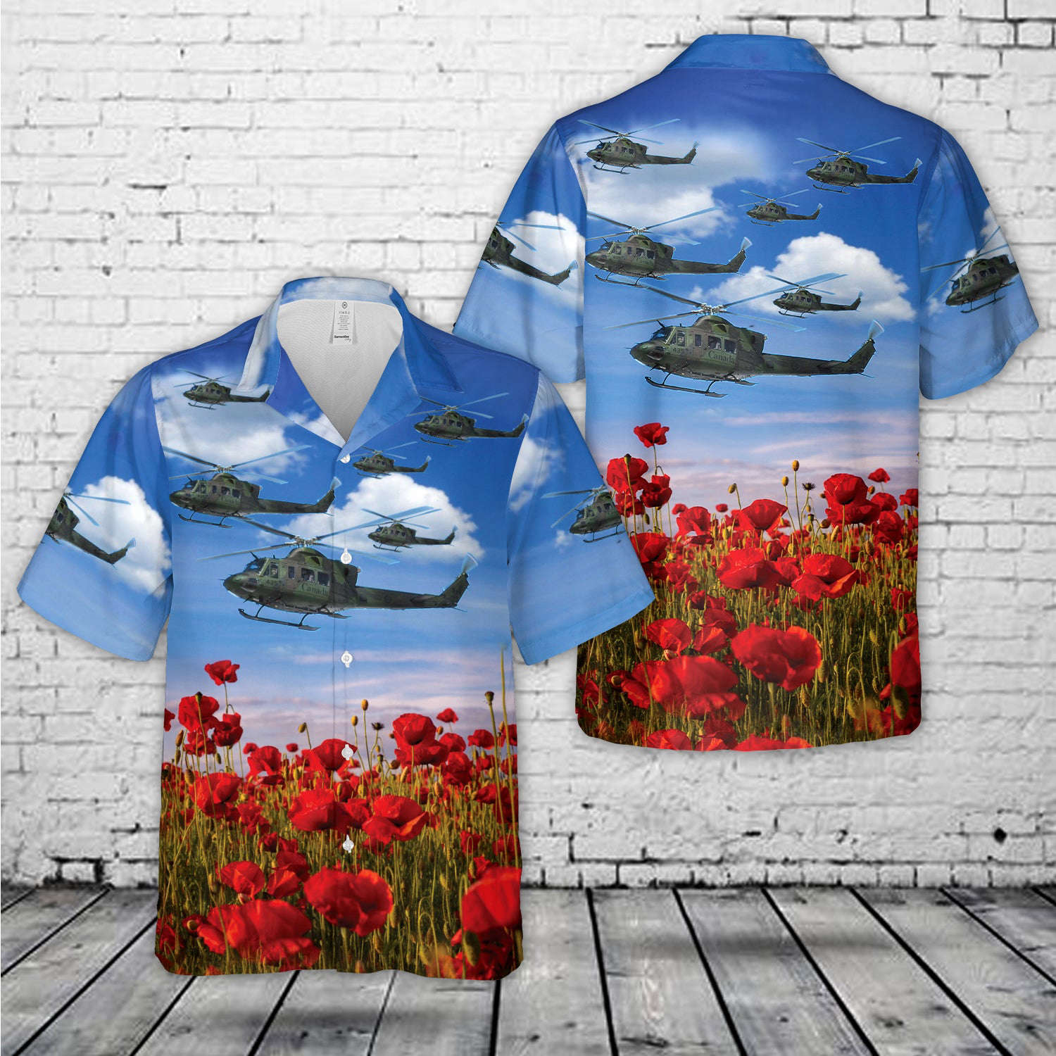 Royal Canadian Air Force Bell CH-146 Griffon ANZAC Day Red Poppy Hawaiian Shirt Gift for Men Dad Father Gift for Men Dad Father
