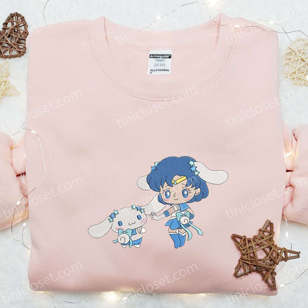 Sailor Mercury & Cinnamoroll Embroidered Shirt Sailor Moon Anime Hoodie – Best Gift Idea