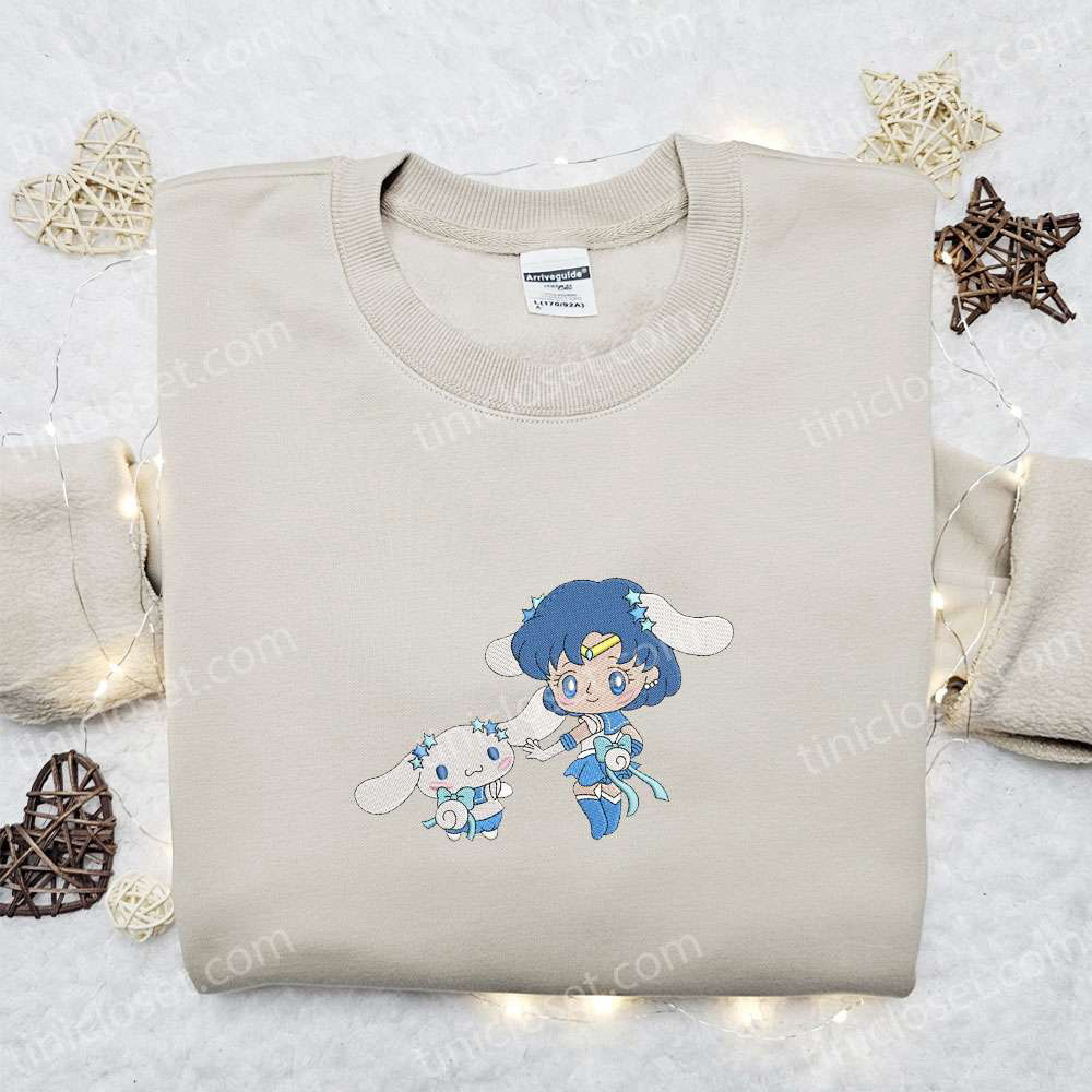 Sailor Mercury & Cinnamoroll Embroidered Shirt Sailor Moon Anime Hoodie – Best Gift Idea Sailor Mercury & Cinnamoroll Embroidered Shirt Sailor Moon Anime Hoodie – Best Gift Idea