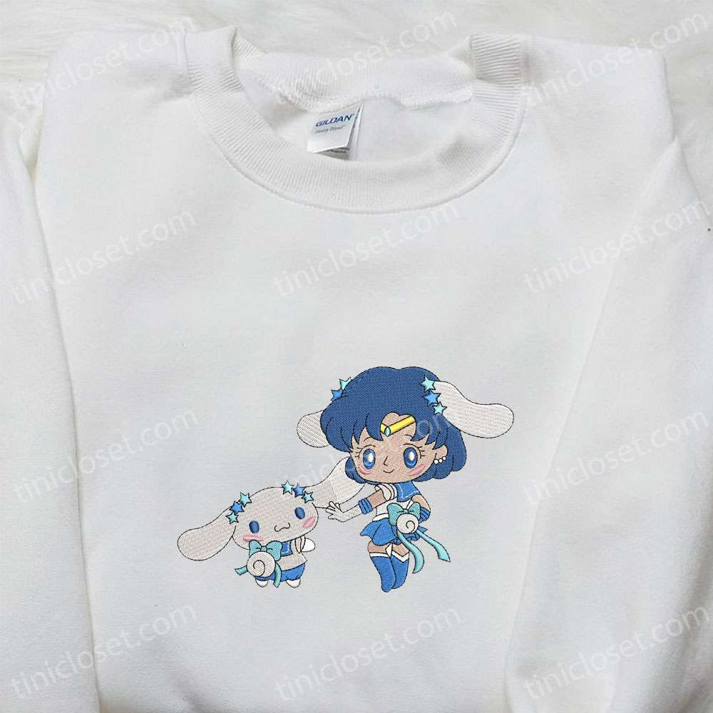 Sailor Mercury & Cinnamoroll Embroidered Shirt Sailor Moon Anime Hoodie – Best Gift Idea Sailor Mercury & Cinnamoroll Embroidered Shirt Sailor Moon Anime Hoodie – Best Gift Idea