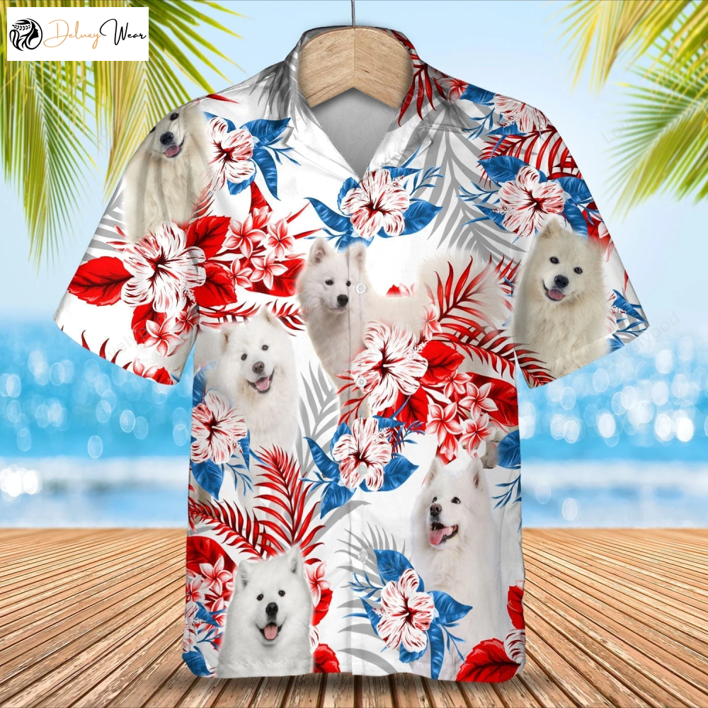 Samoyed Hawaiian Shirt Gift for Men Women Fans – Fun Summer Gift for Men & Women Aloha Shirt Gift for Men Women Fans for a Stylish Summer