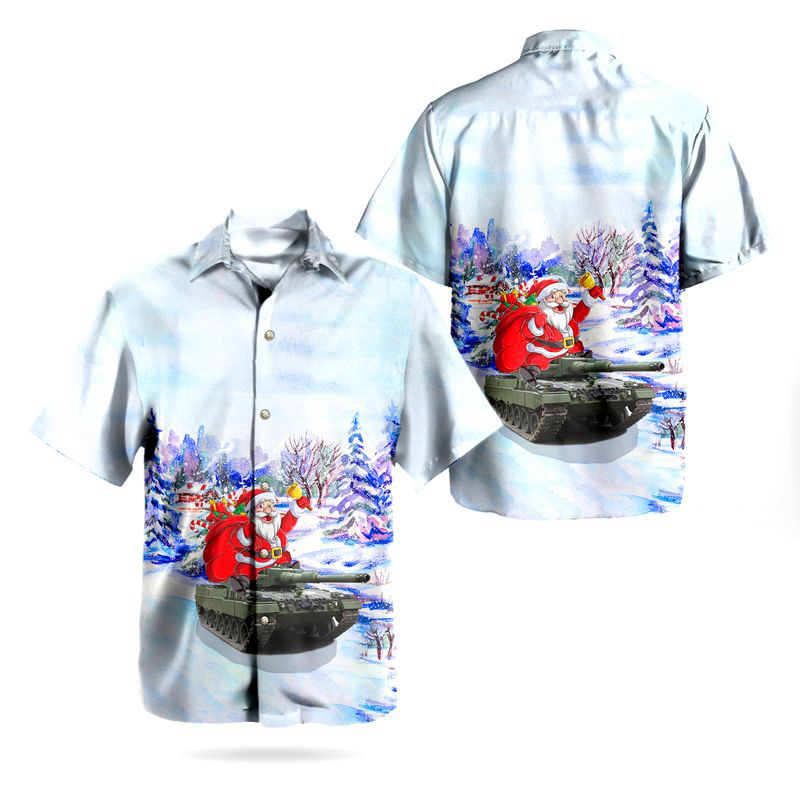 Santa Claus Canadian Army Leopard 2A4M Hawaiian Shirt Gift for Men Dad Father Gift for Men Dad Father