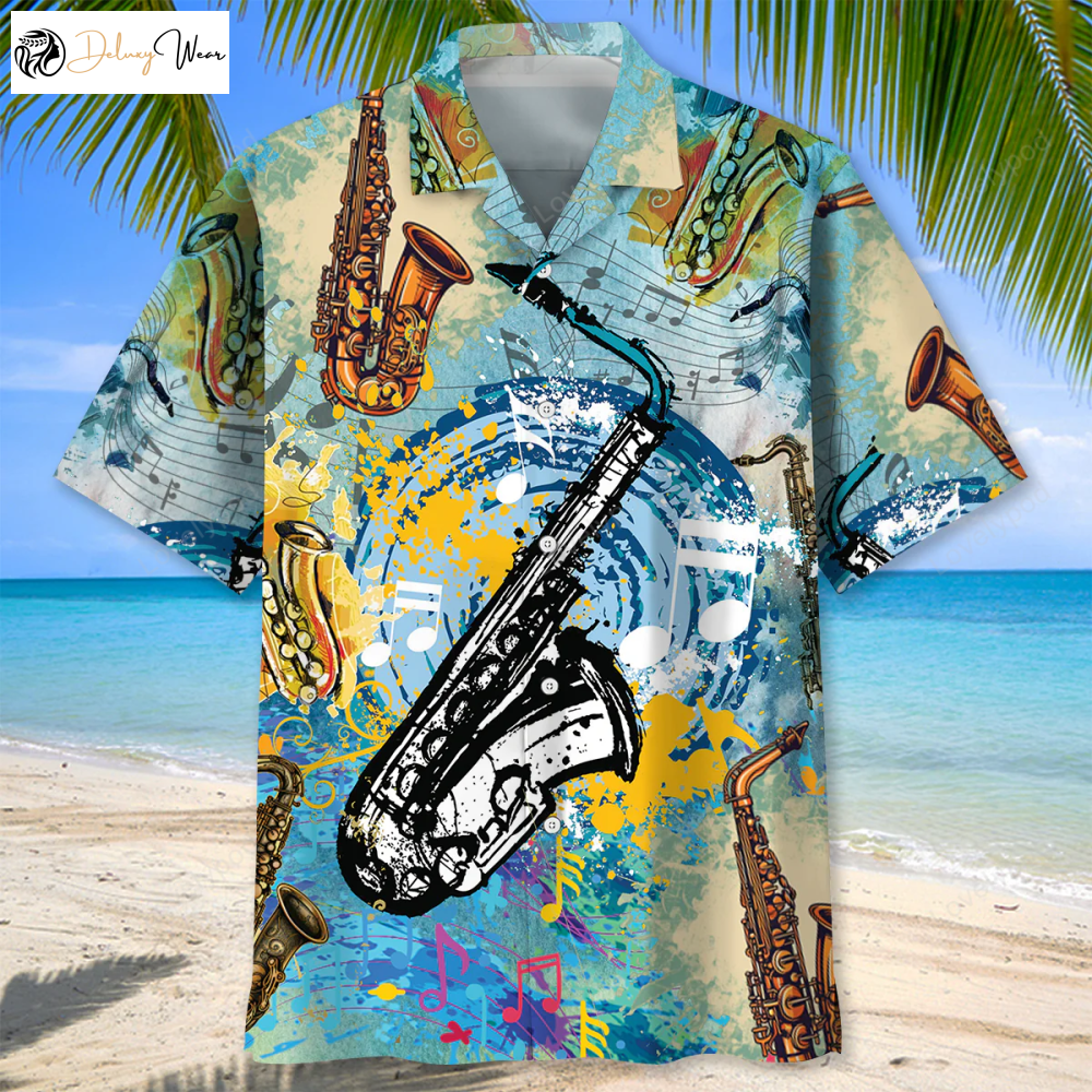 Vibrant Saxophone Color Hawaiian Shirt – Express Your Musical Style!
