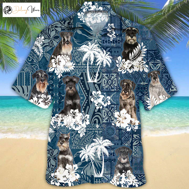 Stylish Schnauzer Hawaiian Shirt Gift for Men Women Fans – Vibrant Dog Print for Beach or Casual Wear