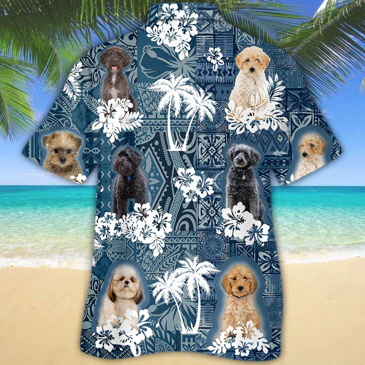 Schnoodle Hawaiian Shirt: Vintage Floral Dog Print for Men & Women