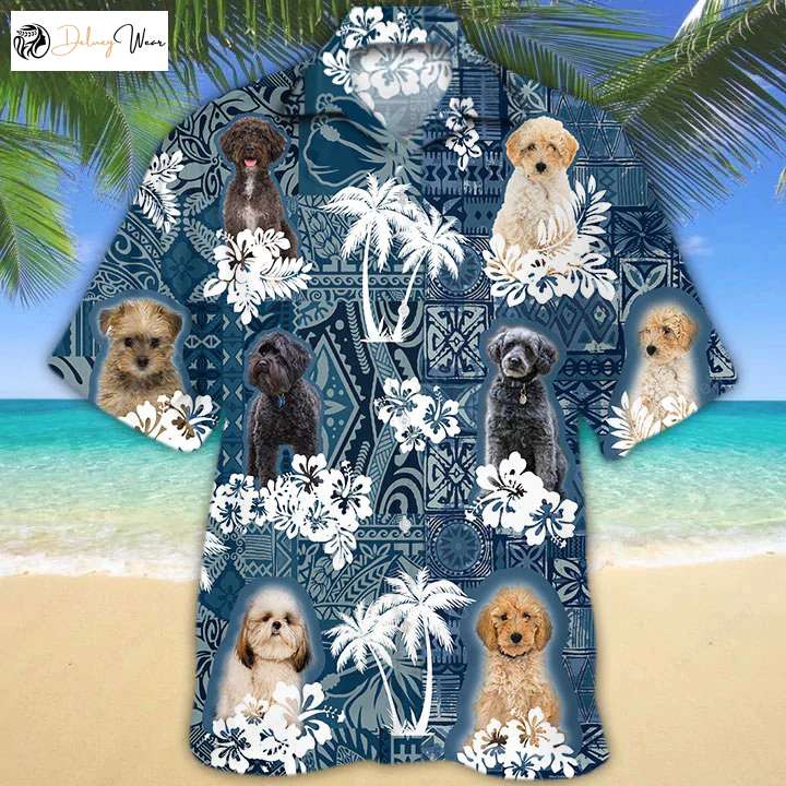 Schnoodle Hawaiian Shirt: Vintage Floral Dog Print for Men & Women