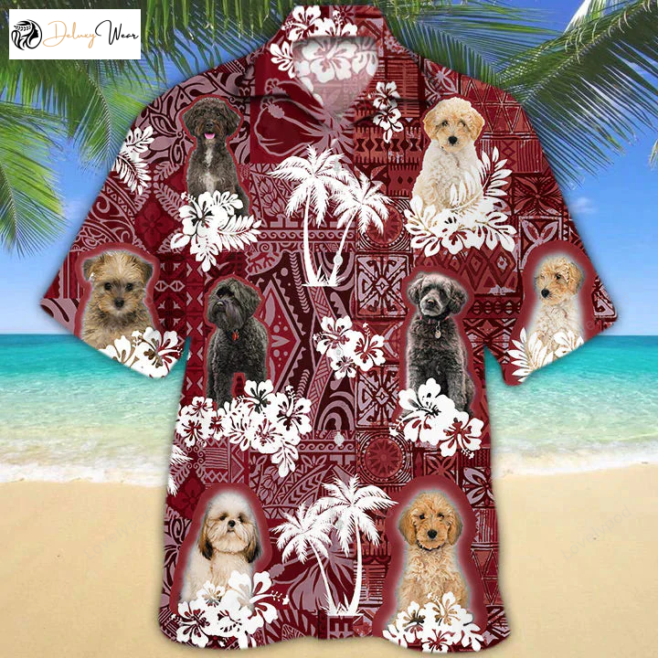 Schnoodle Red Hawaiian Shirt Gift for Men Women Fans: Perfect Summer Gift for Dog Lovers & Men s Aloha Shirt Gift for Men Women Fanss