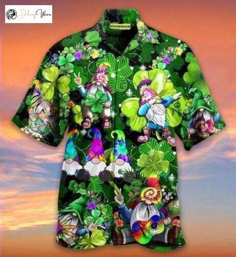 Hippie Shamrock Gnome Saint Patrick’s Hawaiian Shirt Gift for Men Women Fans: Festive & Fun St Paddy’s Day Attire