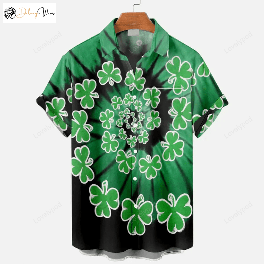 Get Lucky this St Patrick s Day with our Shamrock Hawaiian Shirt Gift for Men Women Fans – Short Sleeve Fun & Festive!