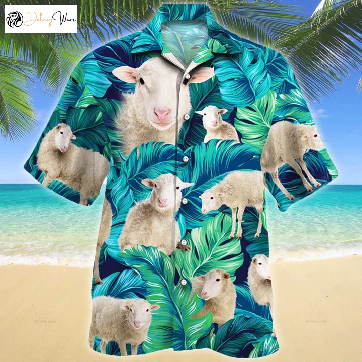 Animal Hawaiian Shirt Gift for Men Women Fans: Sheep Lovers Men Women Short Sleeve Aloha Shirt Gift for Men Women Fans