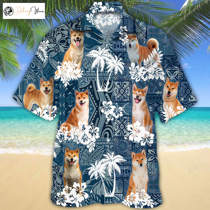 Shiba Inu Hawaiian Shirt: Floral Aloha Shirt for Dog Lovers – Men s & Women s