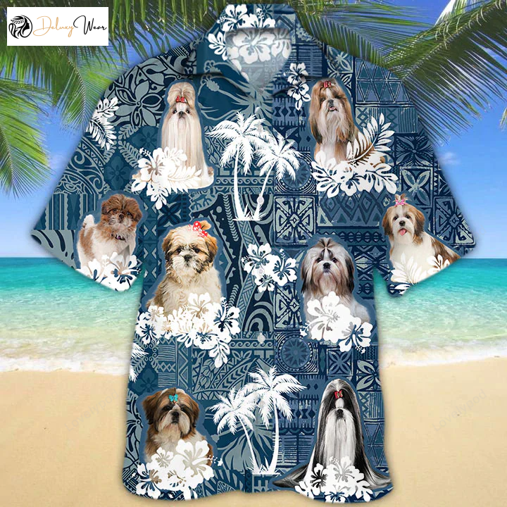 Shih Tzu Hawaiian Shirt – Flower Aloha Shirt for Dog Lovers Men s & Women s