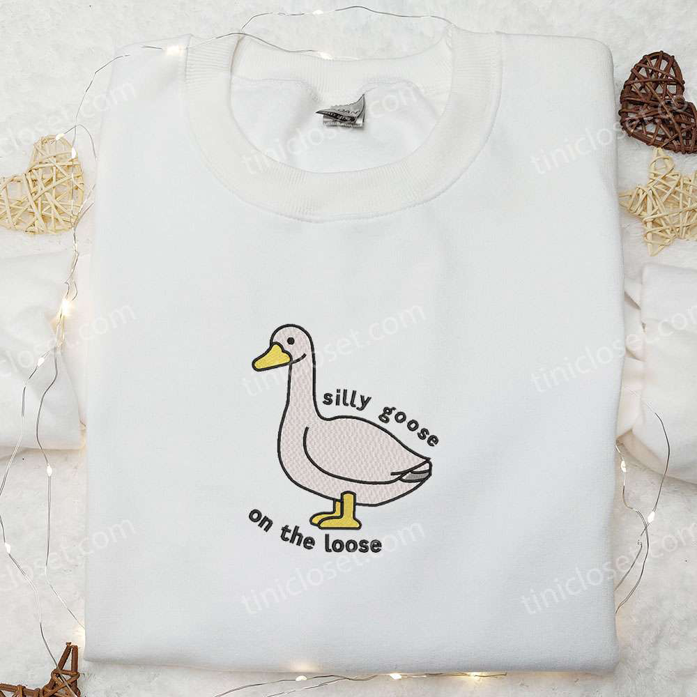 Silly Goose on the Loose Embroidered Shirt – Cute Animal Design