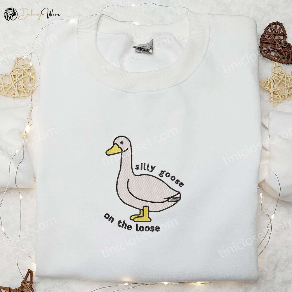 Silly Goose on the Loose Embroidered Shirt – Cute Animal Design