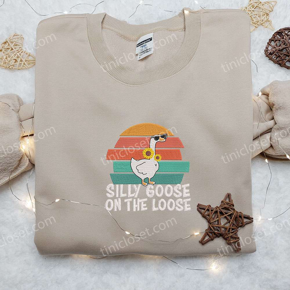 Silly Goose on the Loose: Animal & Funny Embroidered Shirt Silly Goose on the Loose: Animal & Funny Embroidered Shirt