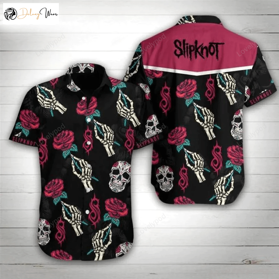 Slipknot Band Rose Skull Hawaiian Shirt Gift for Men Women Fans - Best Men s Hawaiian Shirt Gift for Men Women Fans for Skull Gifts