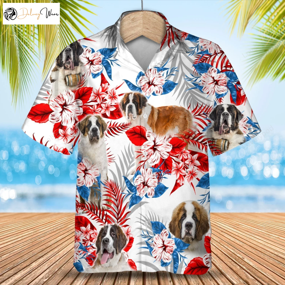 St Bernard Hawaiian Shirt Gift for Men Women Fans - Summer Aloha Gift for Men and Women