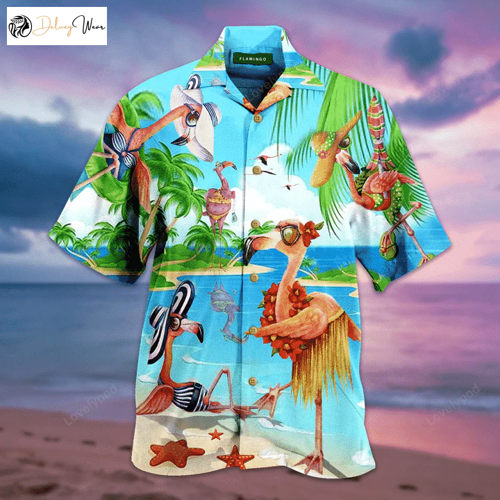 Stylish Summer Flamingo Hawaiian Shirt Gift for Men Women Fans – Vibrant Ornamental Design for Beach & Parties