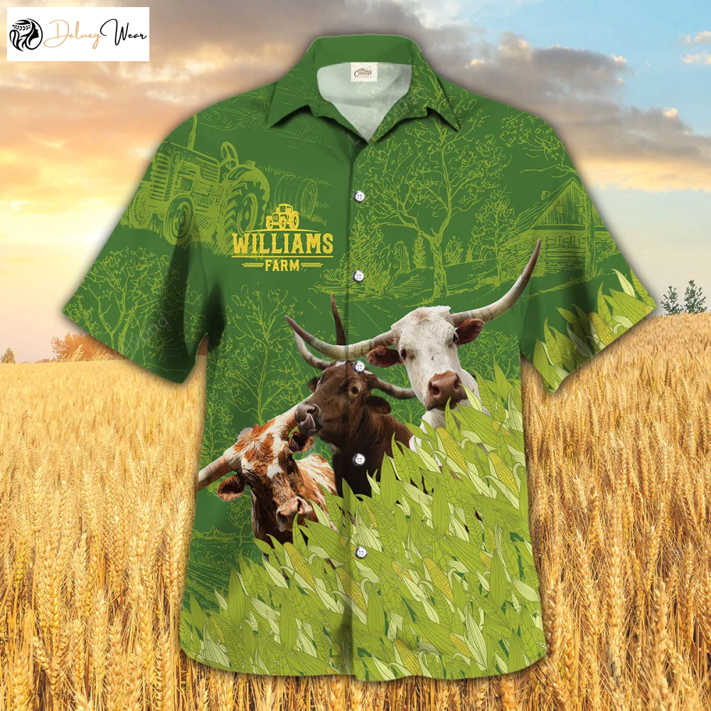 Texas Longhorn Farm Corn Hawaiian Shirt Gift for Men Women Fans - Cow Summer Attire for Men & Women