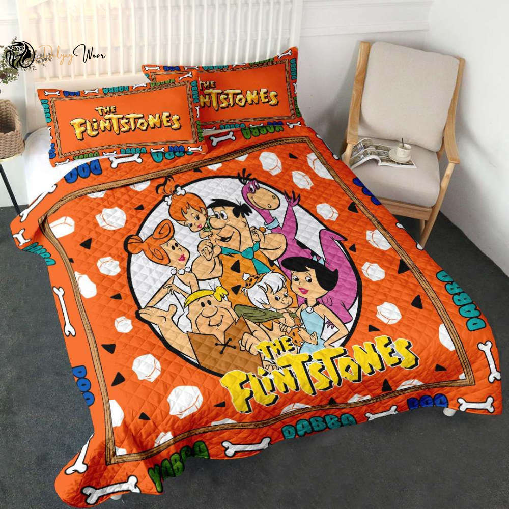 The Flintstones Quilt Bedding Set Decor Gift For Men Women Decor Gift For Men Women CH