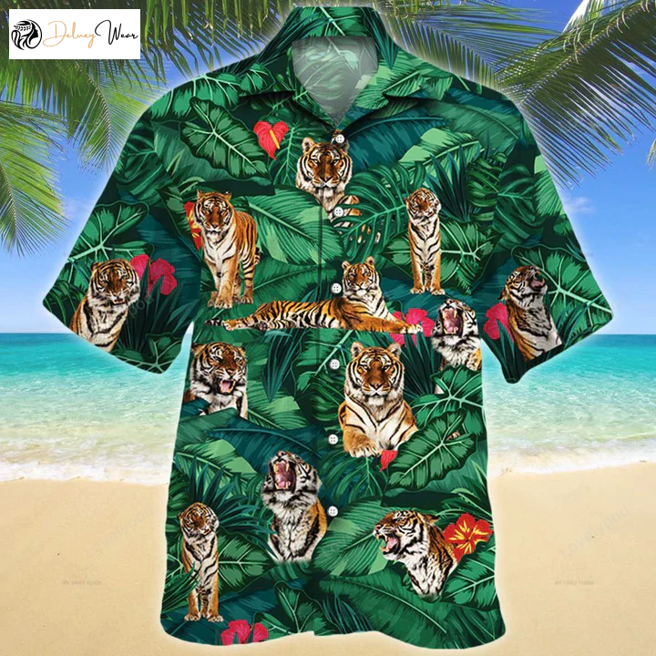 Tiger Lovers Gift: Vintage Flower Hawaiian Shirt Gift for Men Women Fans for Men & Women