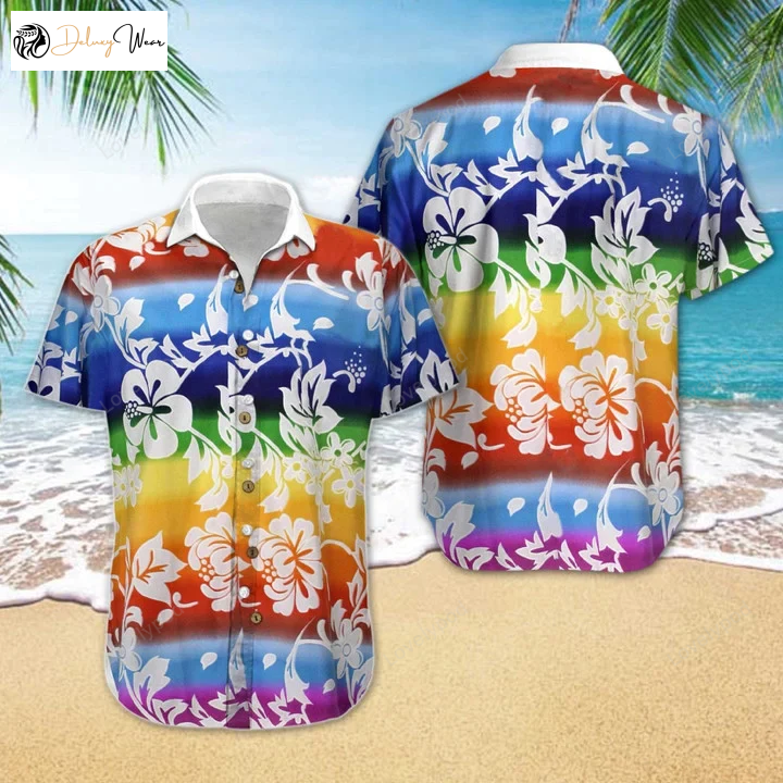 Vibrant LGBT Spring Time Hawaiian Shirt Gift for Men Women Fans with Flower Design