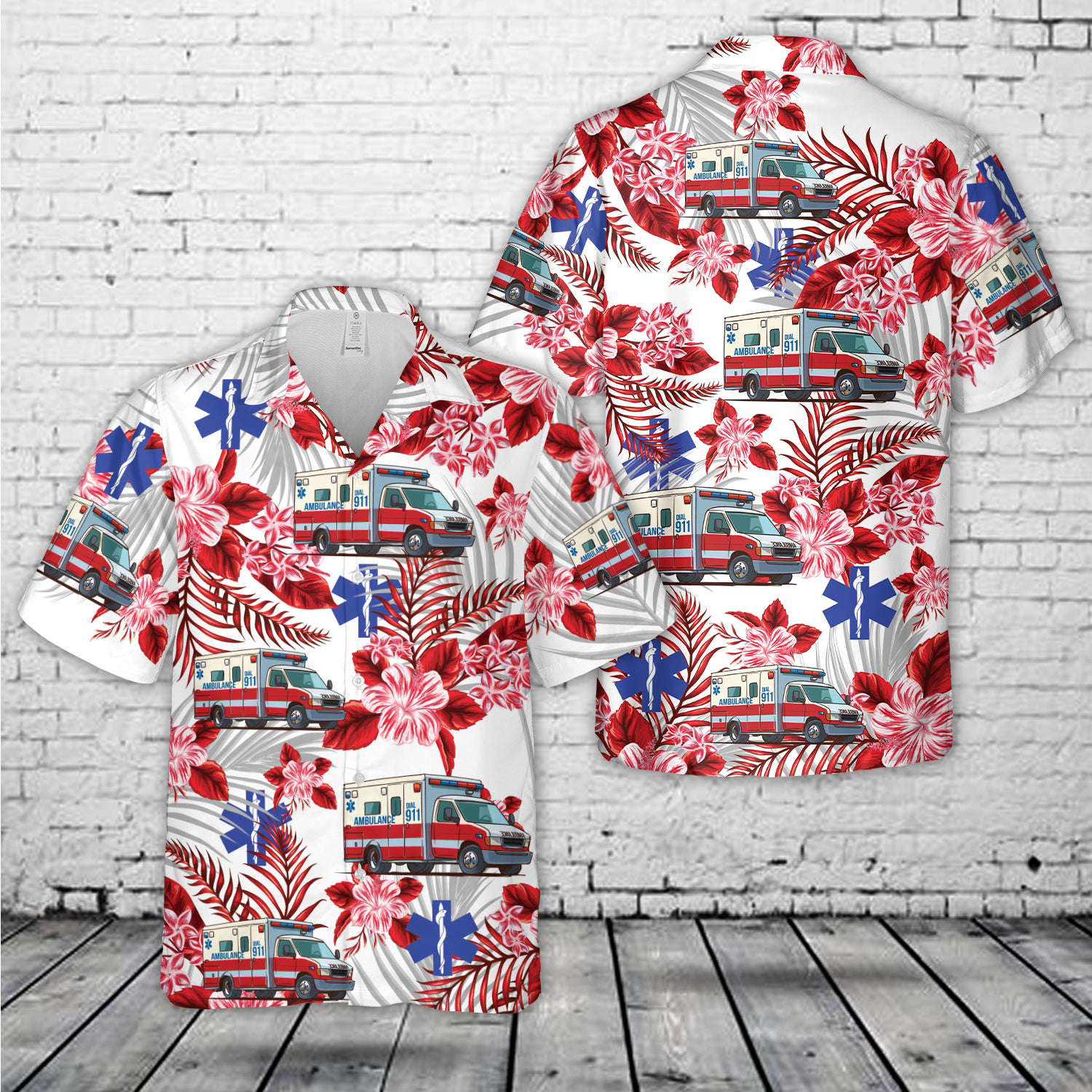 Tropical Ambulance Hawaiian Shirt Gift for Men Dad Father Gift for Men Dad Father