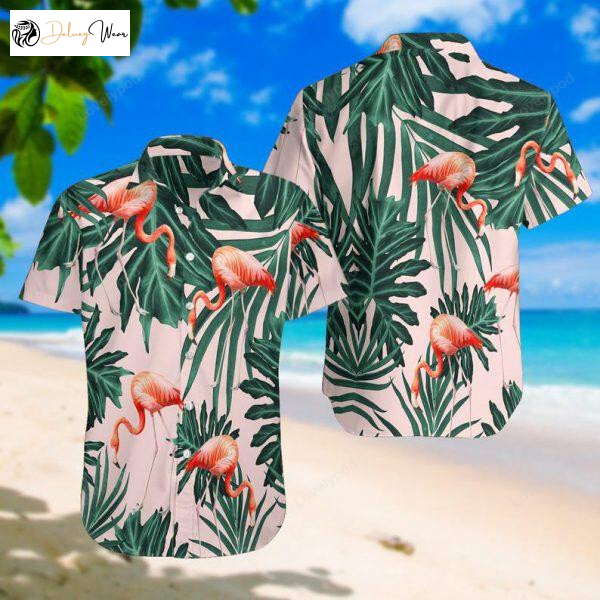 Flamingo Hawaiian Shirt Gift for Men Women Fans: Tropical Short Sleeve Aloha for Men & Women