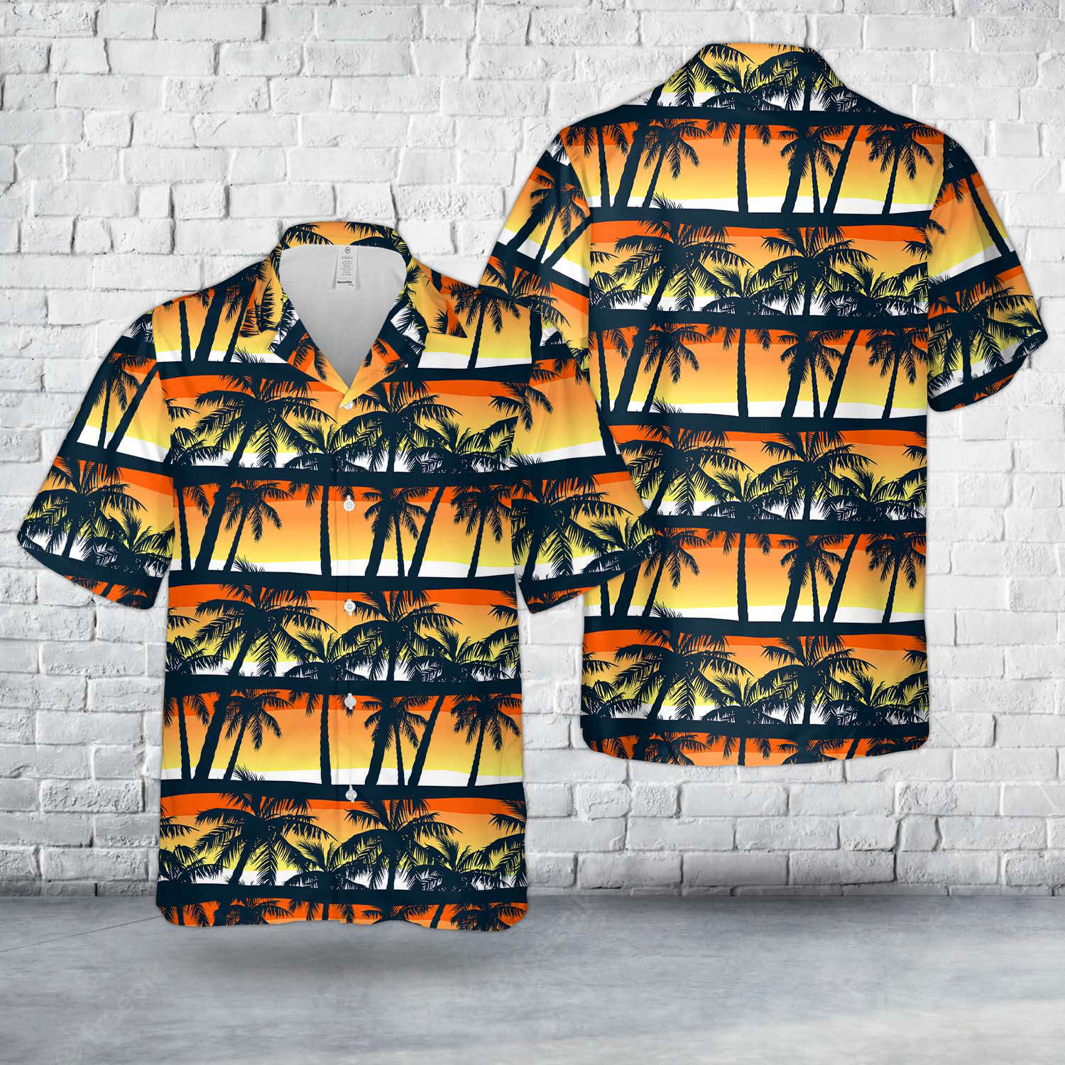 Tropical Palms Trees At Sunset In A Seamless Pattern Hawaiian Shirt Gift for Men Dad Father Gift for Men Dad Father