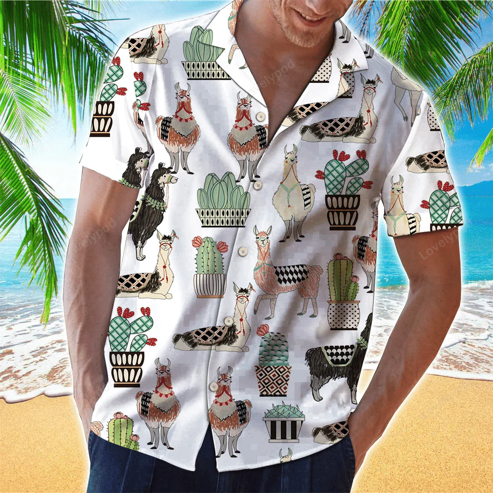 Vibrant Tropical Pineapple Llama Hawaiian Shirt Gift for Men Women Fans – Unique Multicolor Design for Unisex