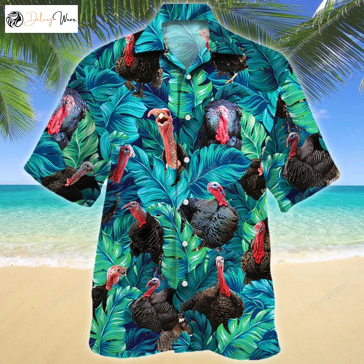 Turkey Lovers Gift Hawaiian Shirt Gift for Men Women Fans - Animal Print Men & Women Aloha Shirt Gift for Men Women Fans