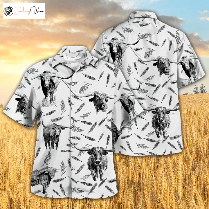 Tx Longhorn & Farm Cow Hawaiian Shirt – Unique Pattern for a Stylish Look