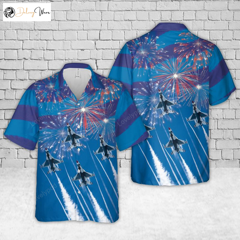 Celebrate 4th of July with United States Air Force Thunderbirds Hawaiian Shirt Gift for Men Women Fans