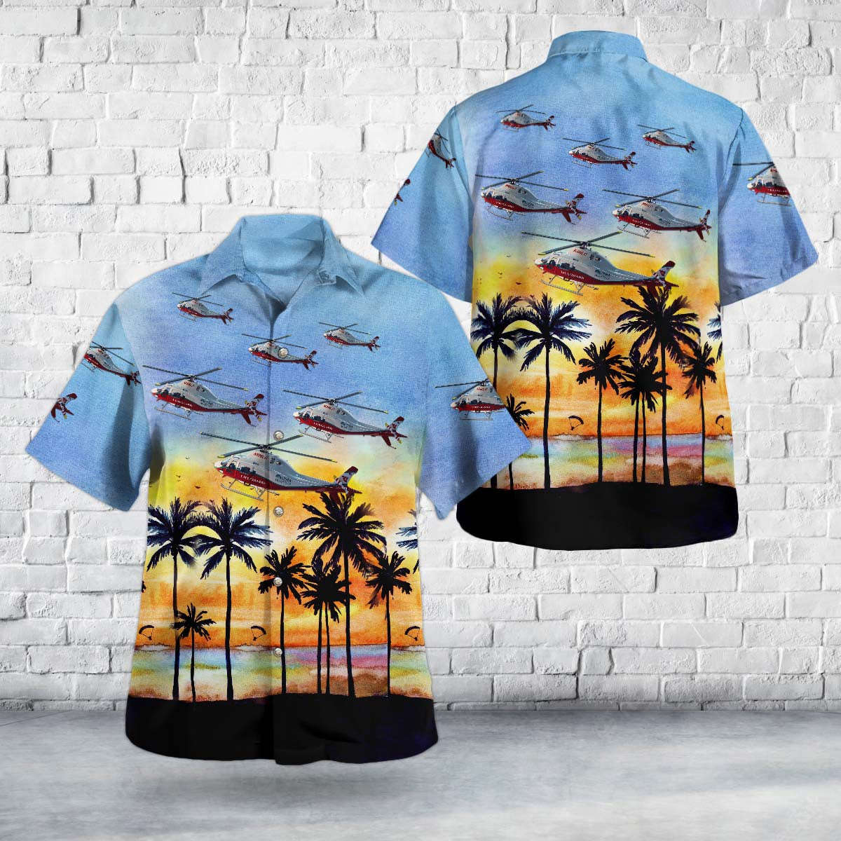 UNM Lifeguard N306LG Agusta AW119 Seven Bar Hawaiian Shirt Gift for Men Dad Father Gift for Men Dad Father