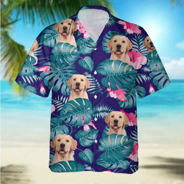 Custom Photo Upload Dog Men s Hawaiian Shirt: Vibrant & Stylish Tropical Attire for Men