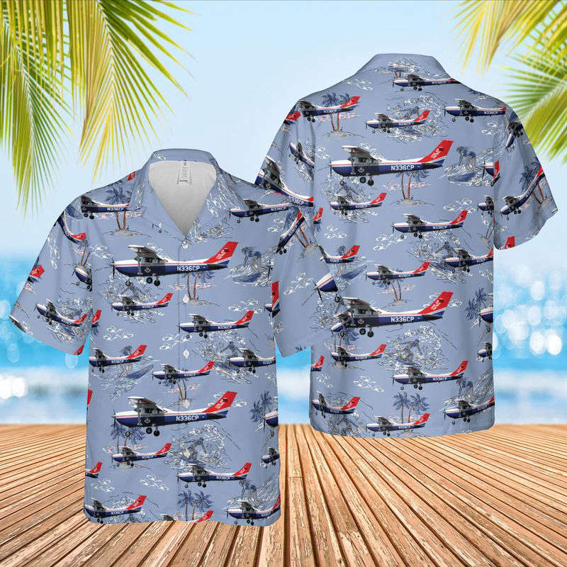 US Air Force Civil Air Patrol Cessna T182T Turbo Skylane Hawaiian Shirt Gift for Men Dad Father Gift for Men Dad Father