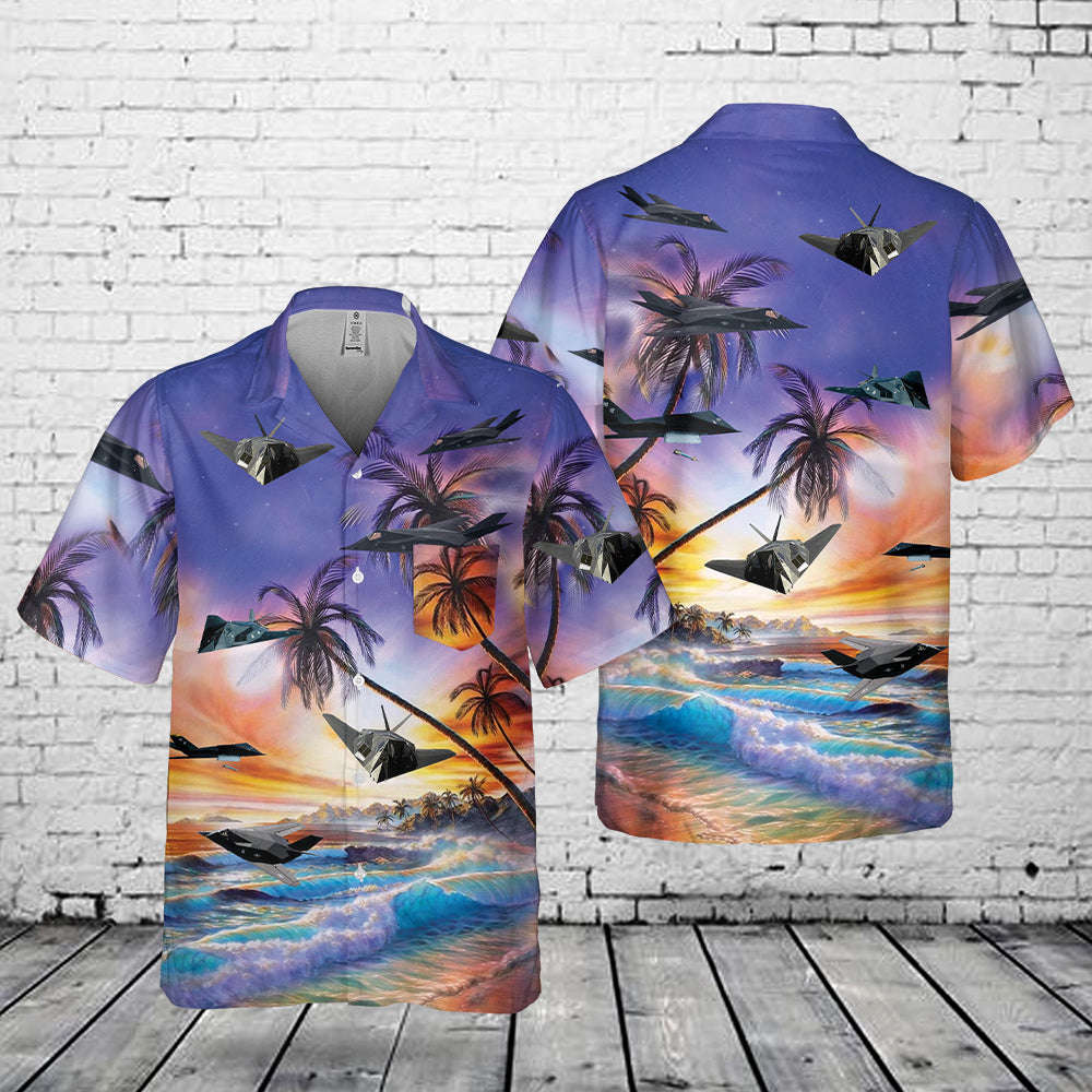 US Air Force Lockheed F-117 Nighthawk Pocket Hawaiian Shirt Gift for Men Dad Father Gift for Men Dad Father