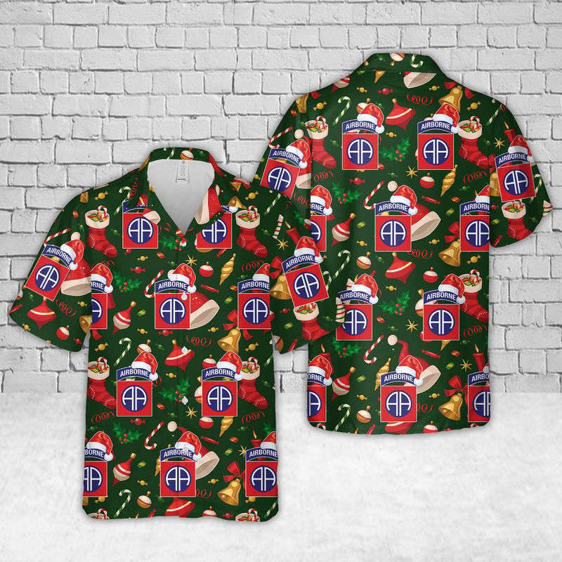 US Army 82nd Airborne Division Christmas Hawaiian Shirt Gift for Men Dad Father Gift for Men Dad Father
