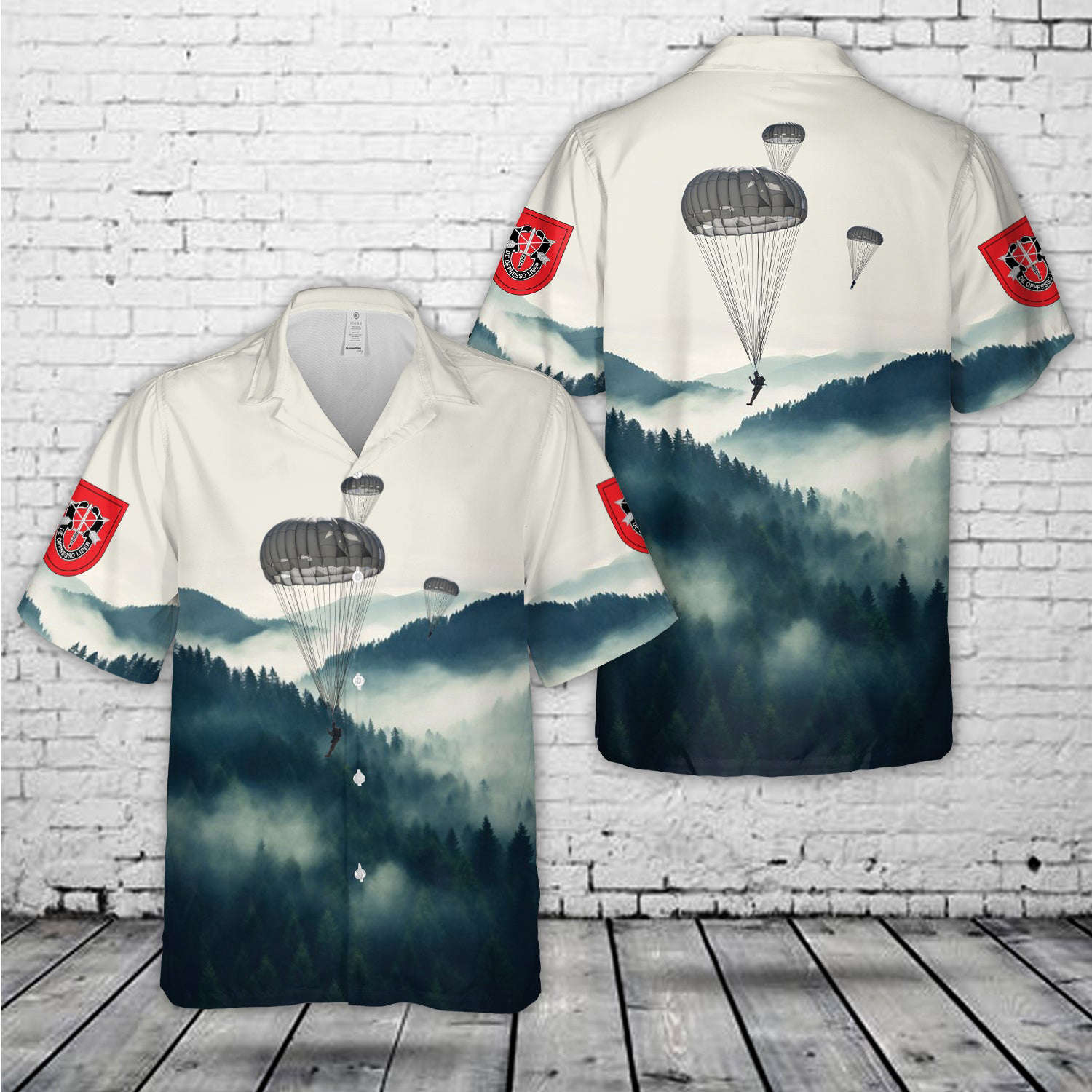 US Army Paratroopers 7th Special Forces Group (Airborne) Parachute Hawaiian Shirt Gift for Men Dad Father Gift for Men Dad Father