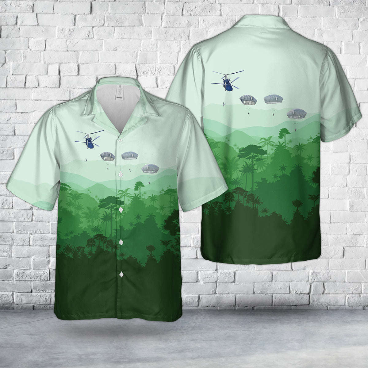 US Army Paratroopers Jump from a CH-47 Chinook Helicopter Onto Bunker Drop Zone in Grafenwoehr Training Area, Germany Hawaiian Shirt Gift for Men Dad Father Gift for Men Dad Father