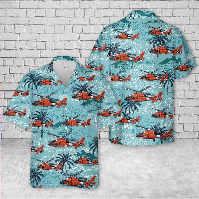 US Coast Guard Helicopter Interdiction Tactical Squadron HITRON MH-65C Hawaiian Shirt Gift for Men Dad Father Gift for Men Dad Father