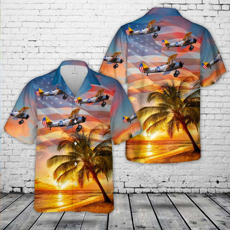 US Coast Guard Naval Aircraft Factory N3N-3 Yellow Peril Hawaiian Shirt Gift for Men Dad Father Gift for Men Dad Father