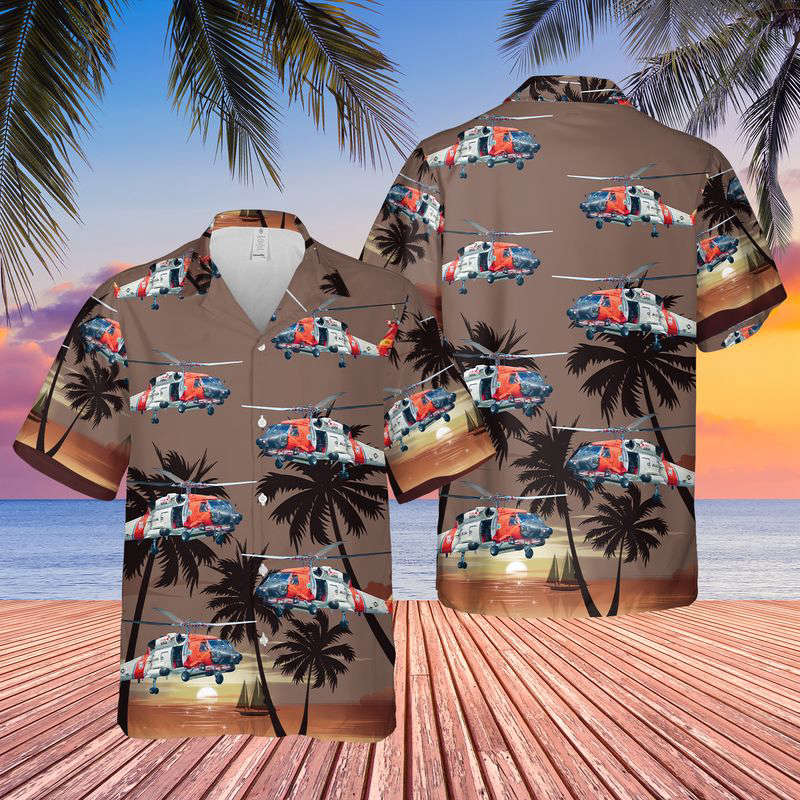 US Coast Guard Sikorsky MH-60 Jayhawk Hawaiian Shirt Gift for Men Dad Father Gift for Men Dad Father