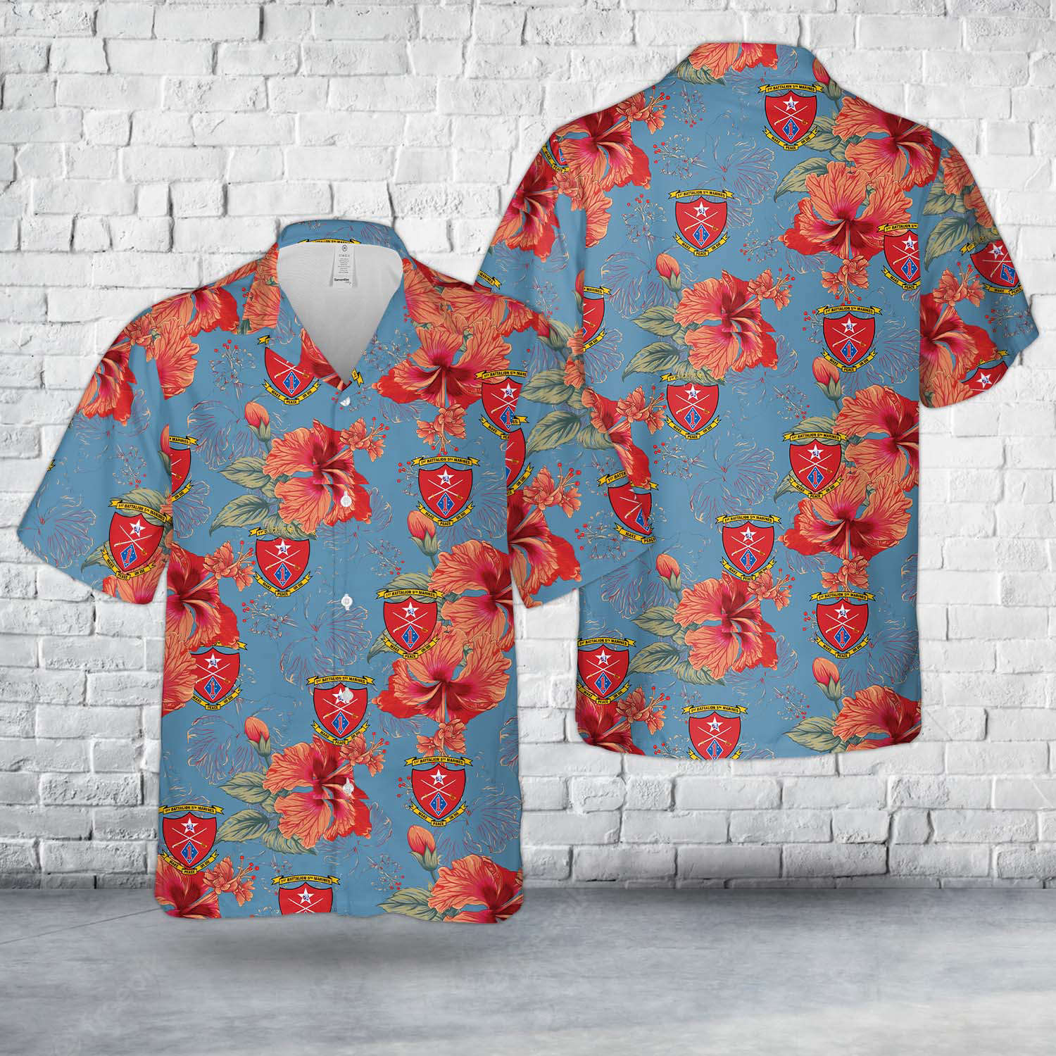 US Marine Corps 1st Battalion, 5th Marines (1/5) Hawaiian Shirt Gift for Men Dad Father Gift for Men Dad Father