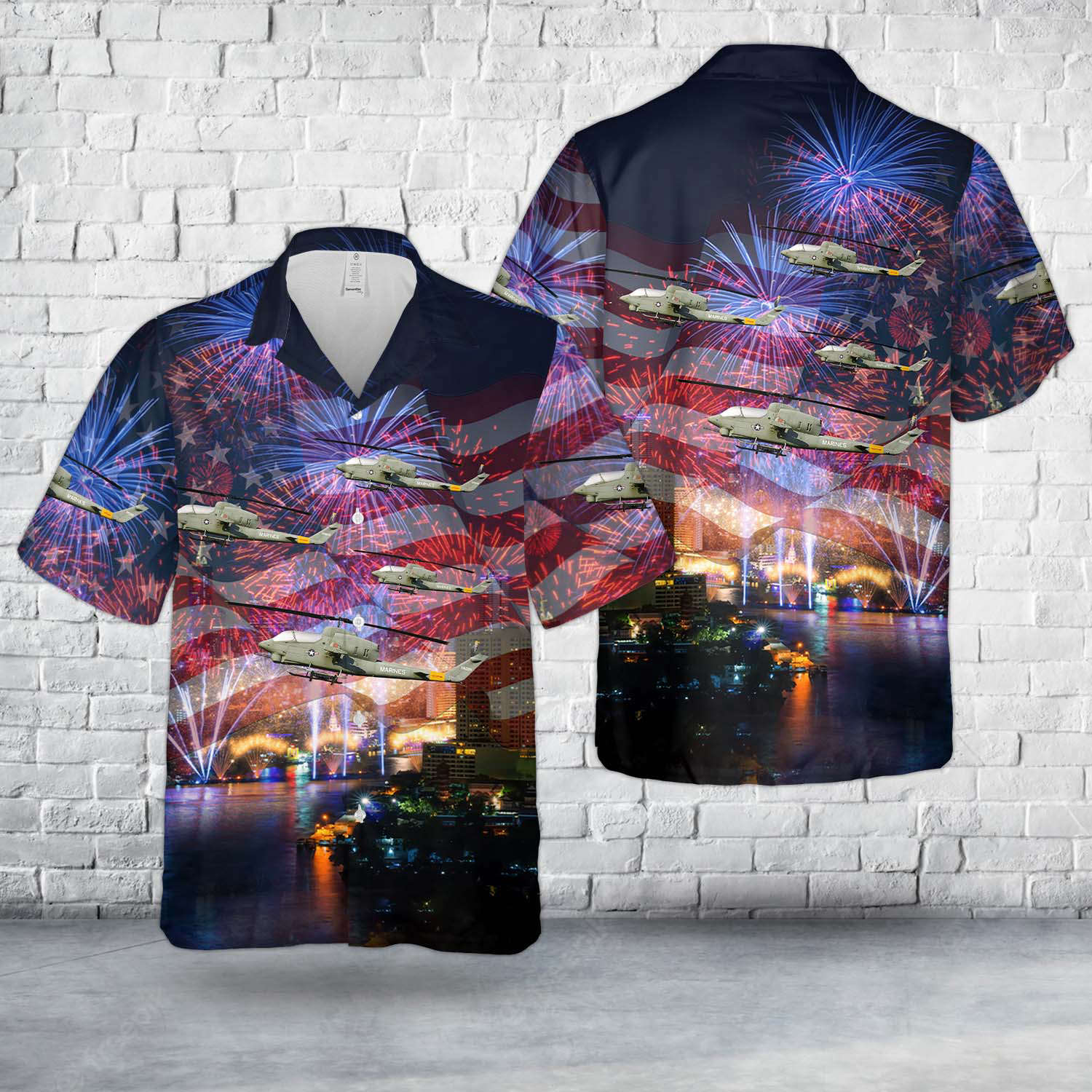 US Marine Corps Bell AH-1J Sea Cobra (209), 4th Of July Hawaiian Shirt Gift for Men Dad Father Gift for Men Dad Father