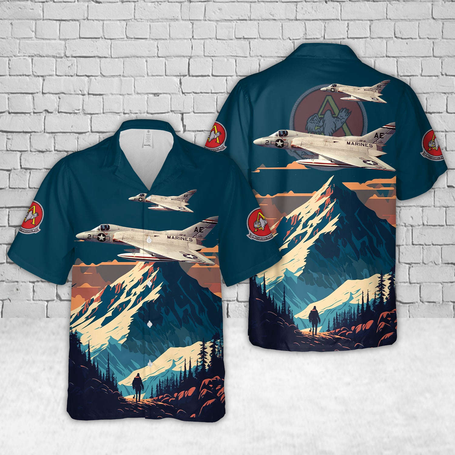 US Marine Corps Douglas F4D-1 Skyray (BuNo 134815) of Marine Fighter Squadron 115 (VMF-115) “Able Eagles” Hawaiian Shirt Gift for Men Dad Father Gift for Men Dad Father