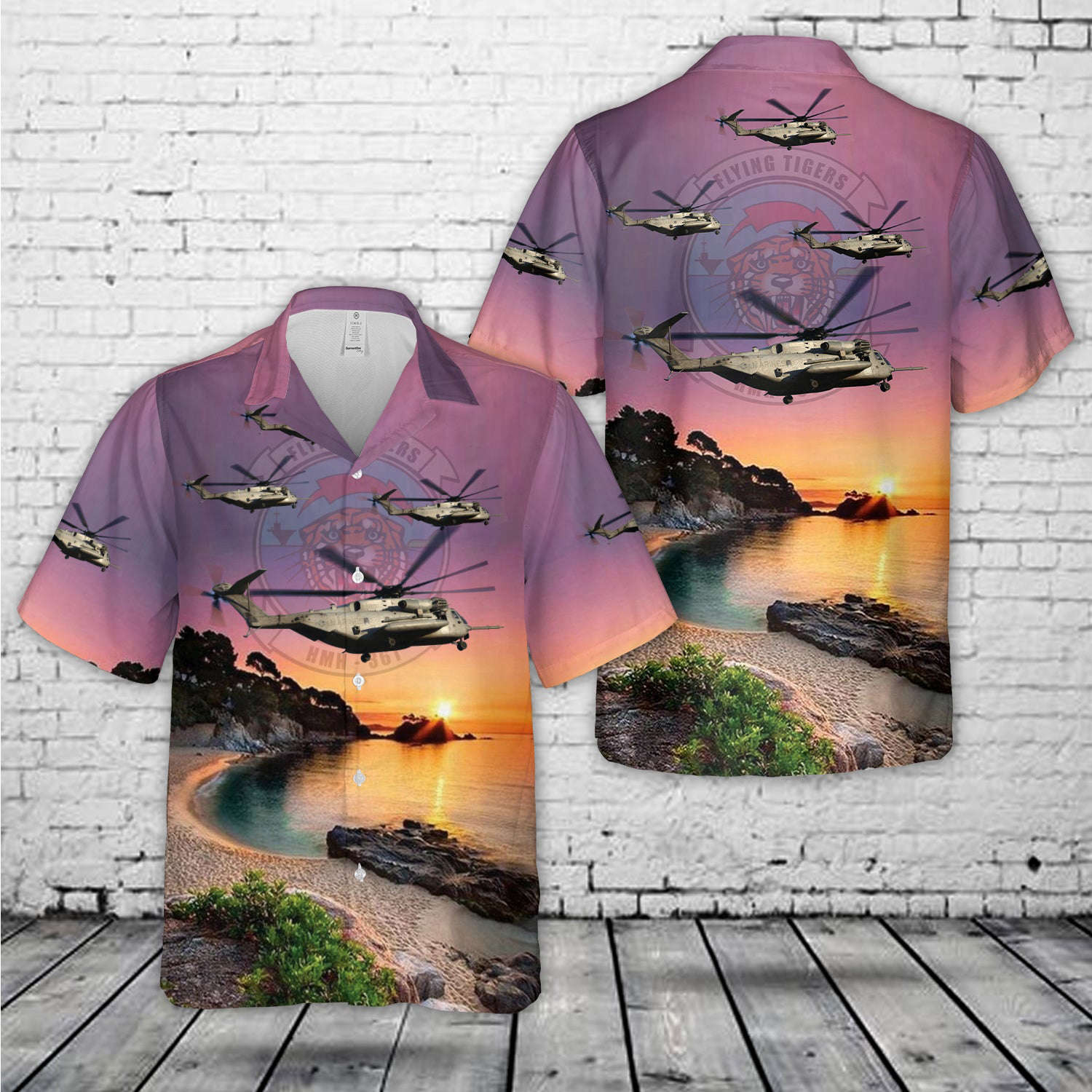 US Marine Corps Marine Heavy Helicopter Squadron 361 HMH-361 'Flying Tigers' Hawaiian Shirt Gift for Men Dad Father Gift for Men Dad Father