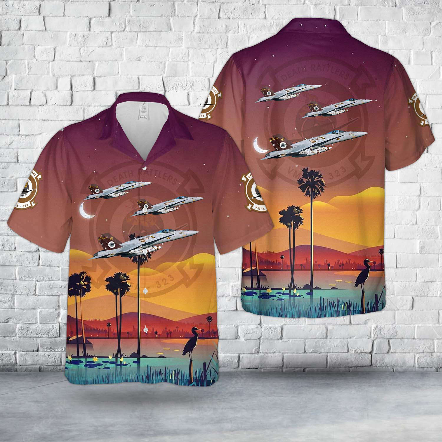 US Marine Corps McDonnell Douglas F/A-18C Hornet Of VMFA-323 “Death Rattlers” Hawaiian Shirt Gift for Men Dad Father Gift for Men Dad Father