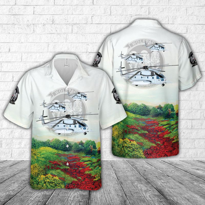 USMC Sikorsky CH-53E Super Stallion of HMH-466 Wolfpack Hawaiian Shirt Gift for Men Dad Father Gift for Men Dad Father