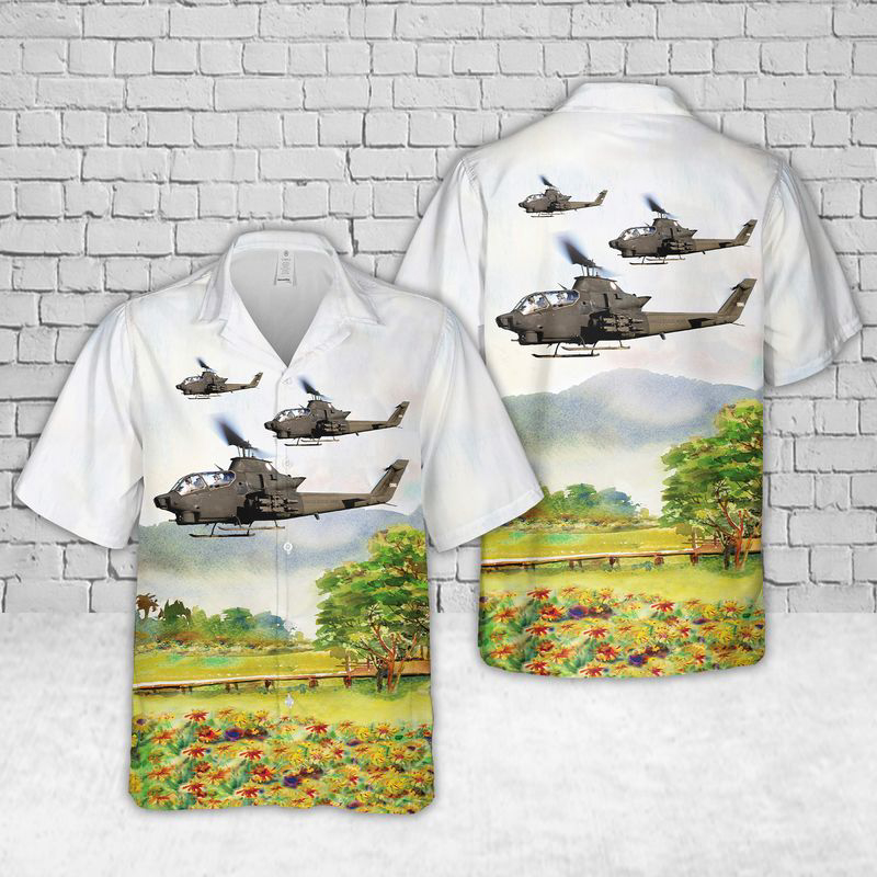 Vietnam Era Bell AH-1 Cobra Helicopter Hawaiian Shirt Gift for Men Dad Father Gift for Men Dad Father
